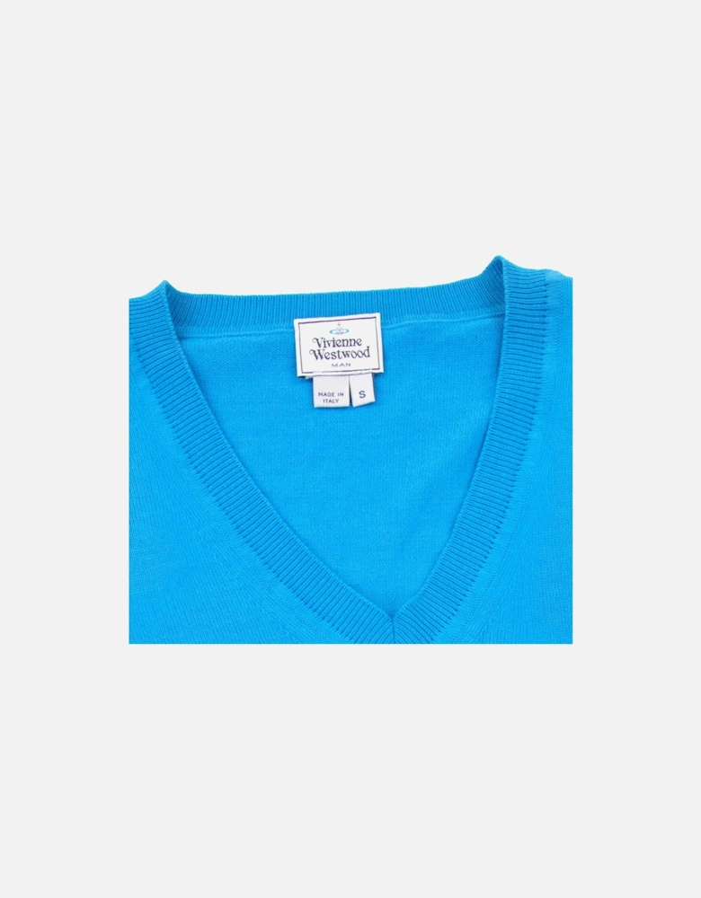 V Neck Knitted Jumper Sky Blue