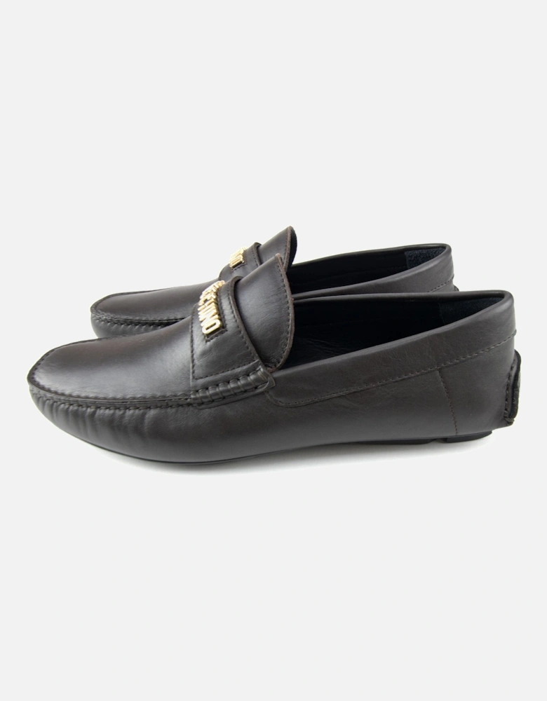 Leather Logo Loafers Brown