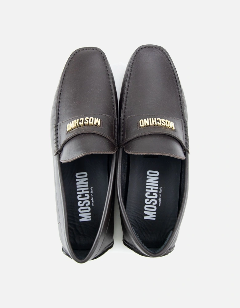 Leather Logo Loafers Brown