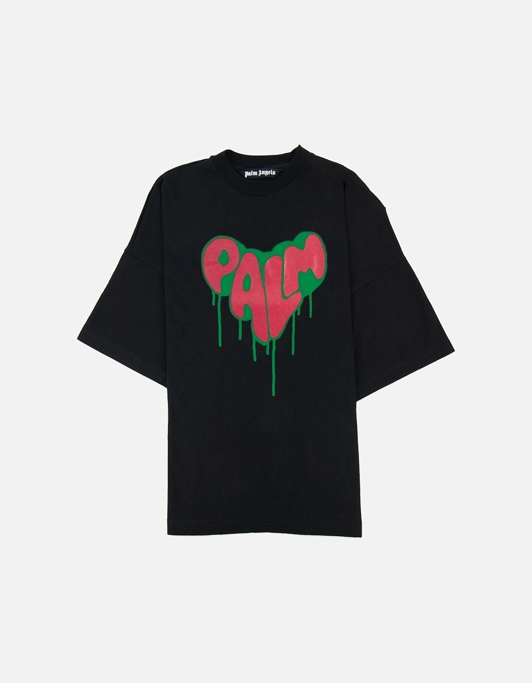 Spray Heart Loose T Shirt Black Fuchsia, 5 of 4