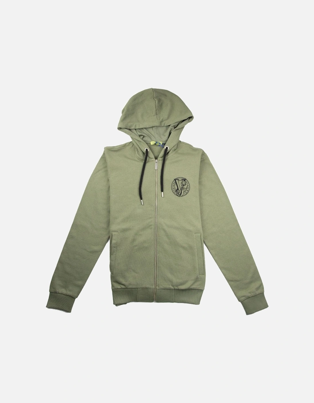 Jeans VJ Chest Logo Zip Up Hoody Green, 3 of 2
