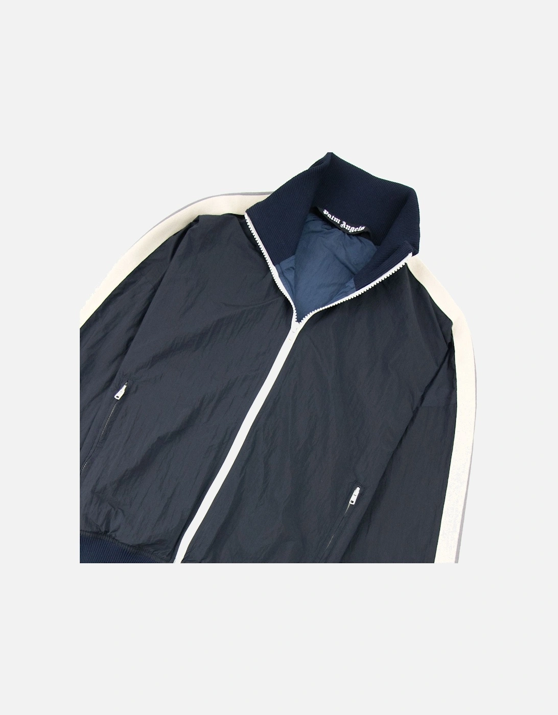 Curved Logo Wr Nylon Track Jacket Navy Blue