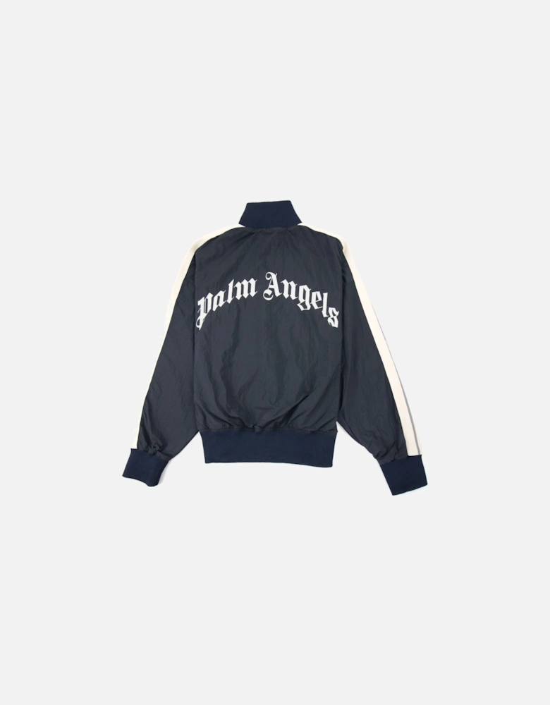 Curved Logo Wr Nylon Track Jacket Navy Blue