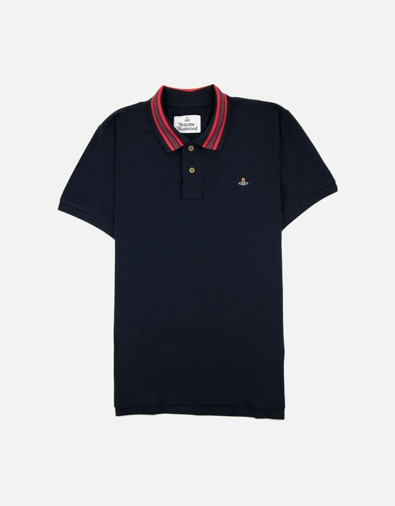 Classic Polo Stripe Collar Navy