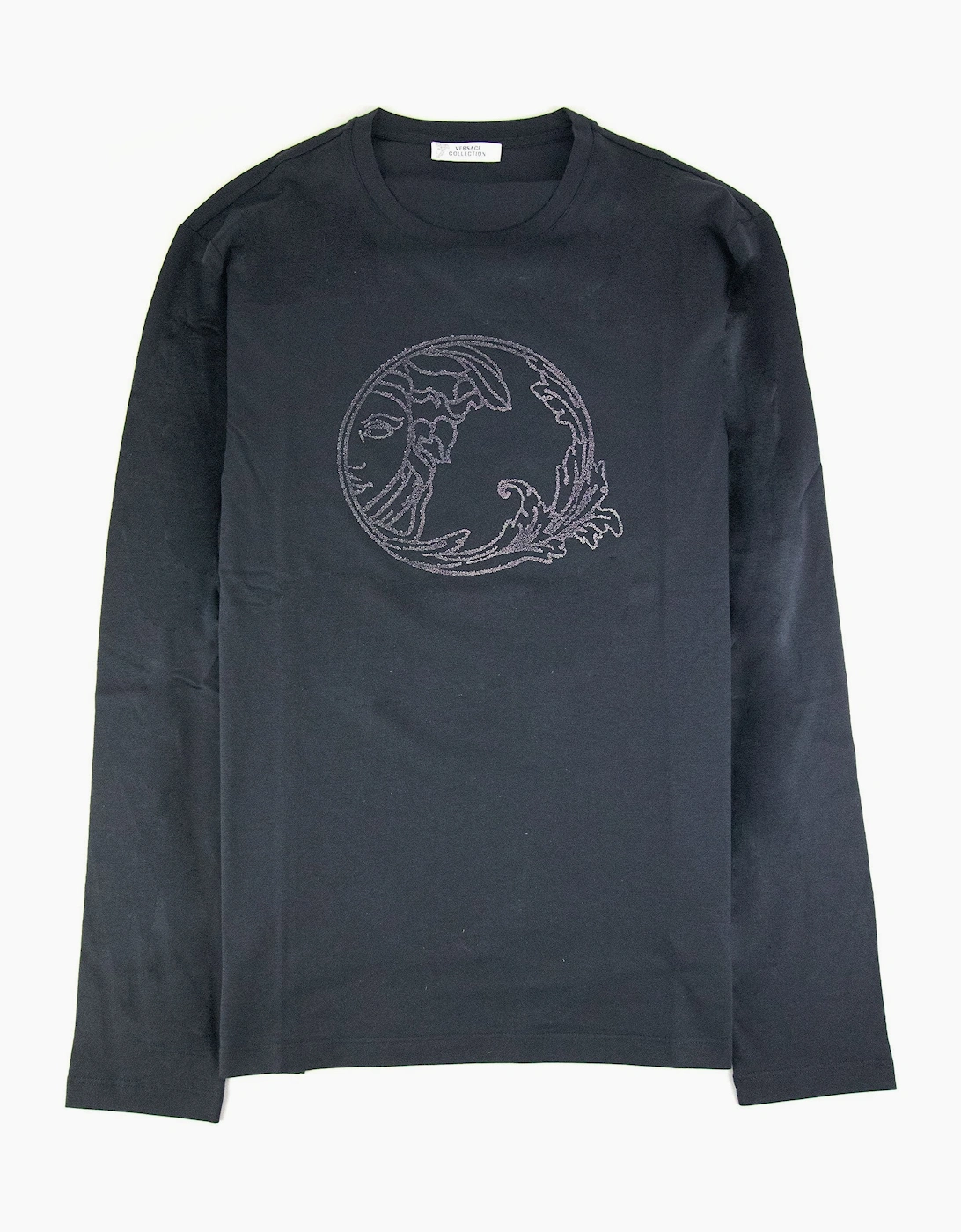 Men's Versace Collection Medusa L/s T Shirt Navy - Size: 40