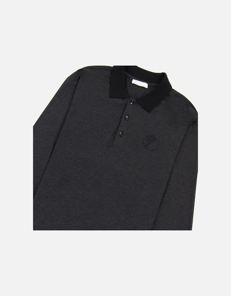 Embroidered Medusa Logo L/s Polo Black