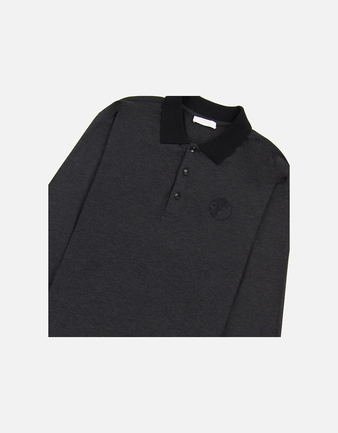 Embroidered Medusa Logo L/s Polo Black