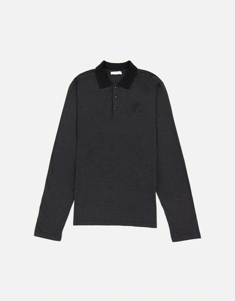 Embroidered Medusa Logo L/s Polo Black