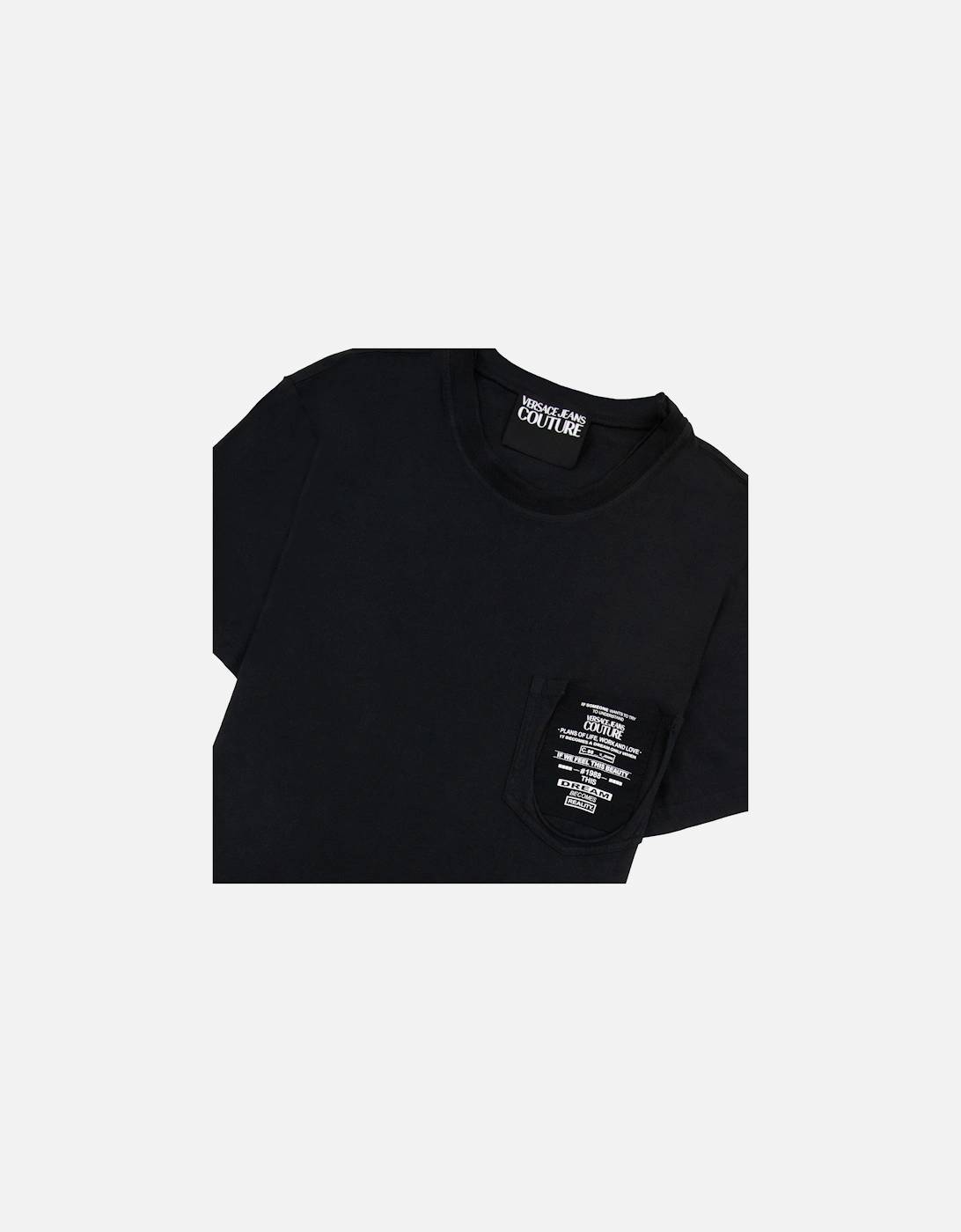 Jeans Couture Pocket Details Logo T Shirt Black