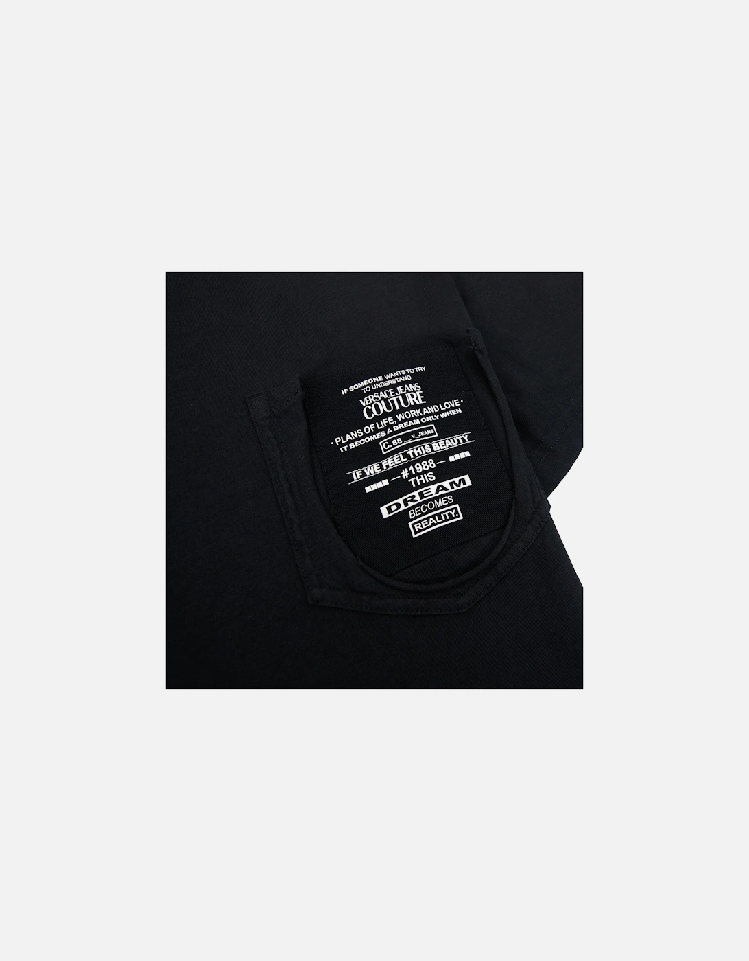 Jeans Couture Pocket Details Logo T Shirt Black