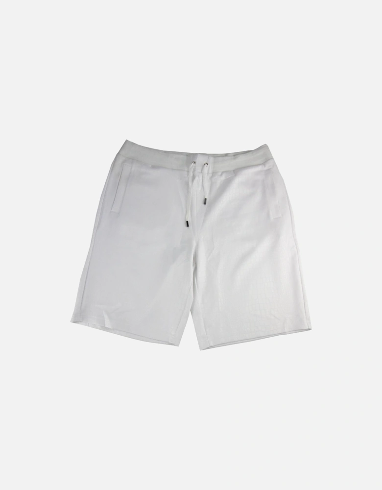 Jeans Neoprene Scuba Metal Logo Shorts White