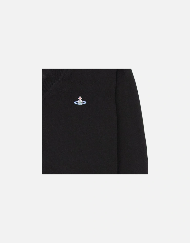 V Neck Knitted Jumper Black