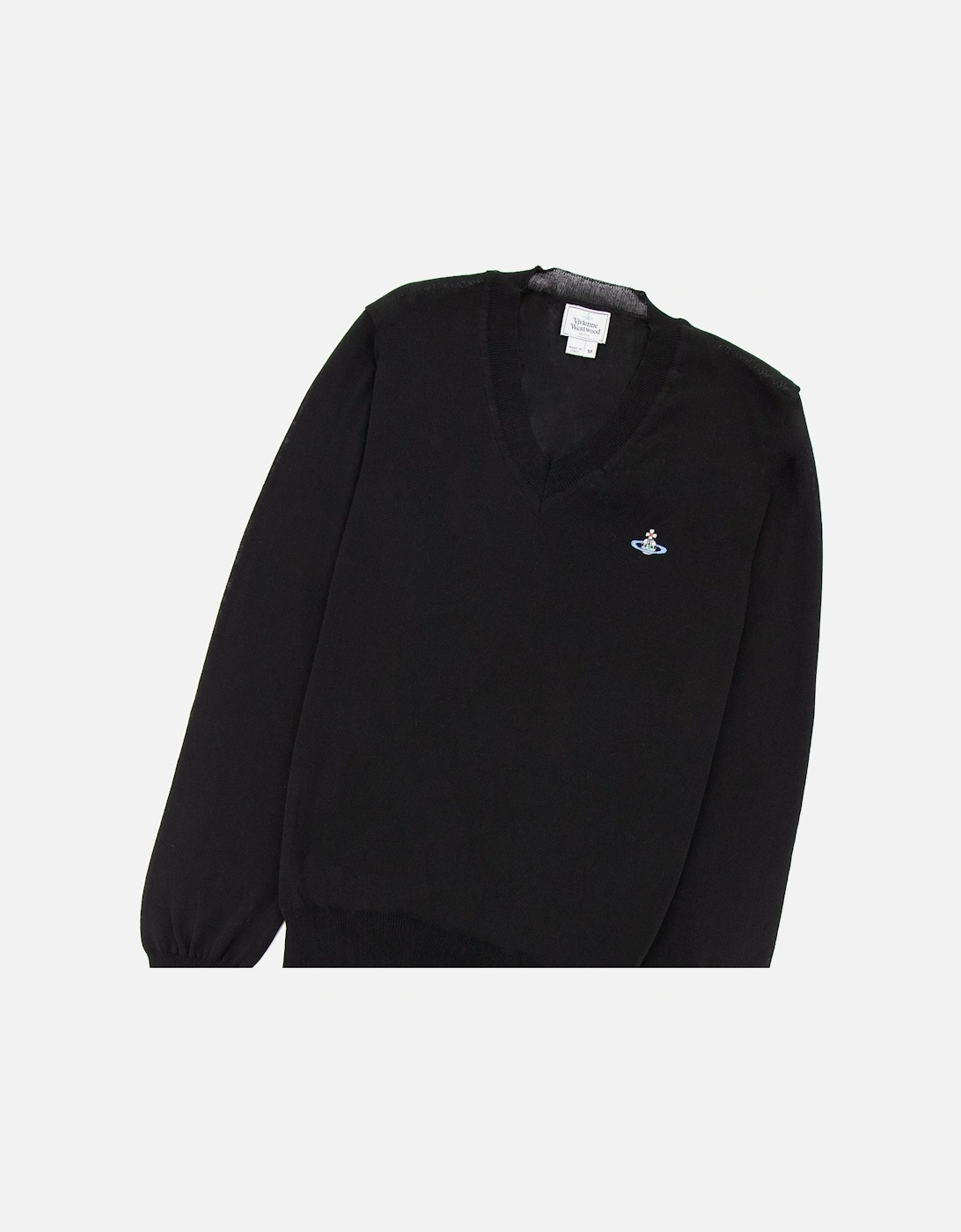 V Neck Knitted Jumper Black