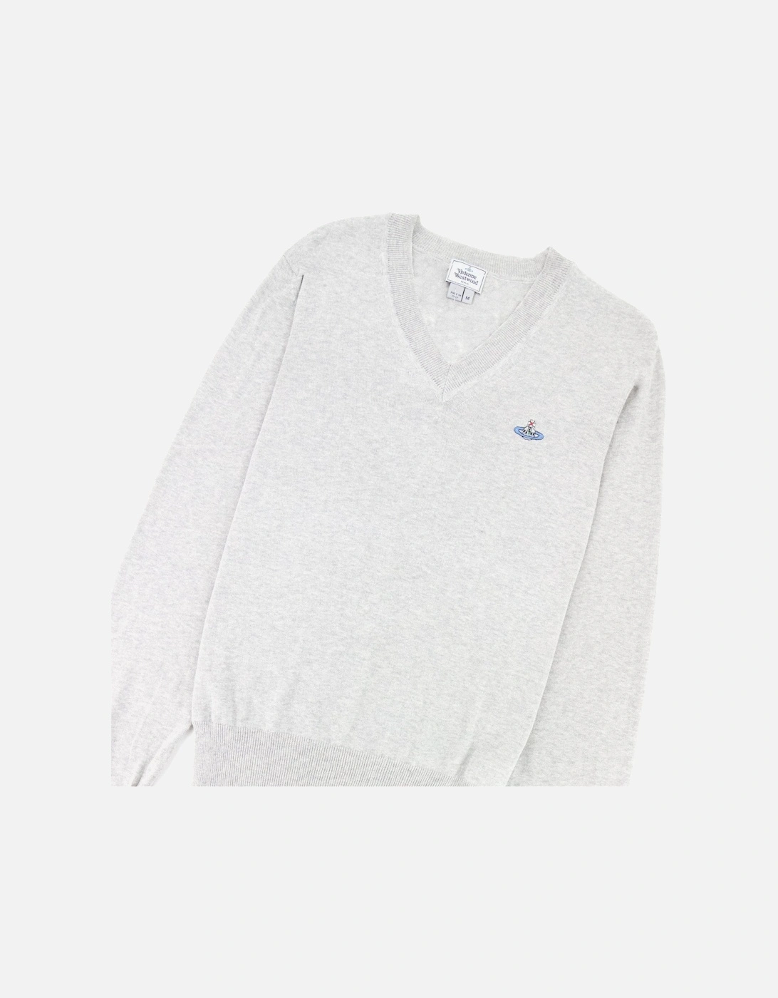 V Neck Knitted Jumper Light Grey