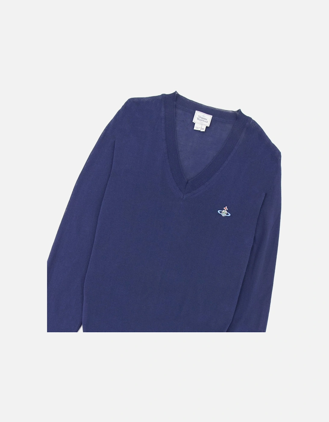 V Neck Knitted Jumper Royal Blue