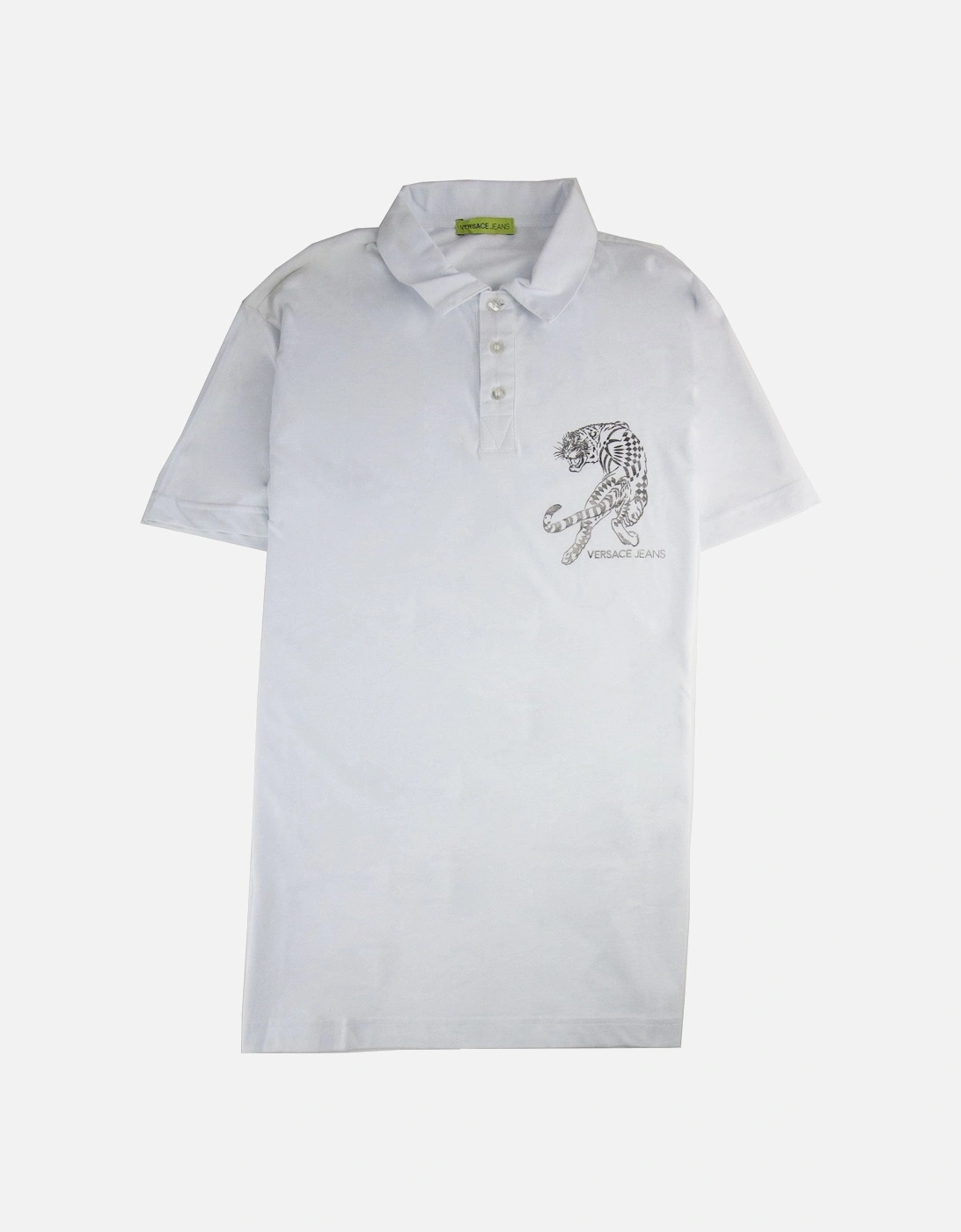Jeans Lion Printed Logo Cotton Jersey Polo White, 3 of 2