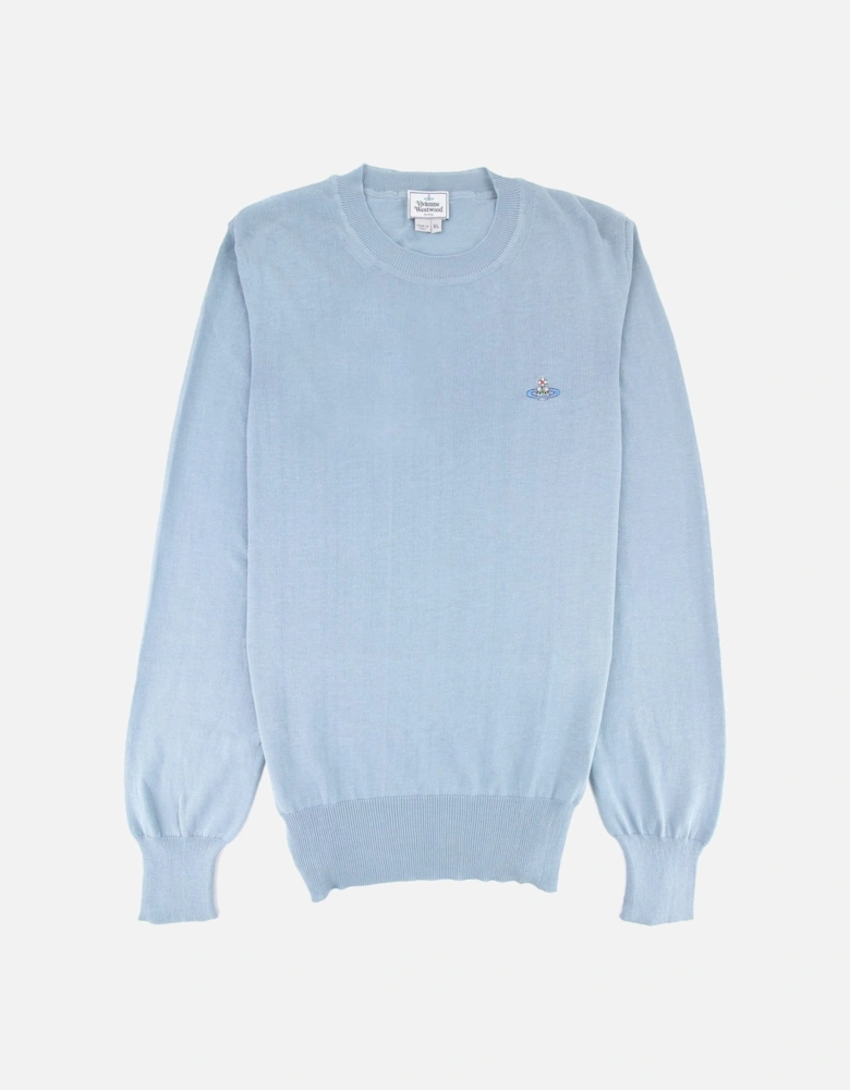 Orb Logo Crewneck Knitted Sweatshirt Ice Blue