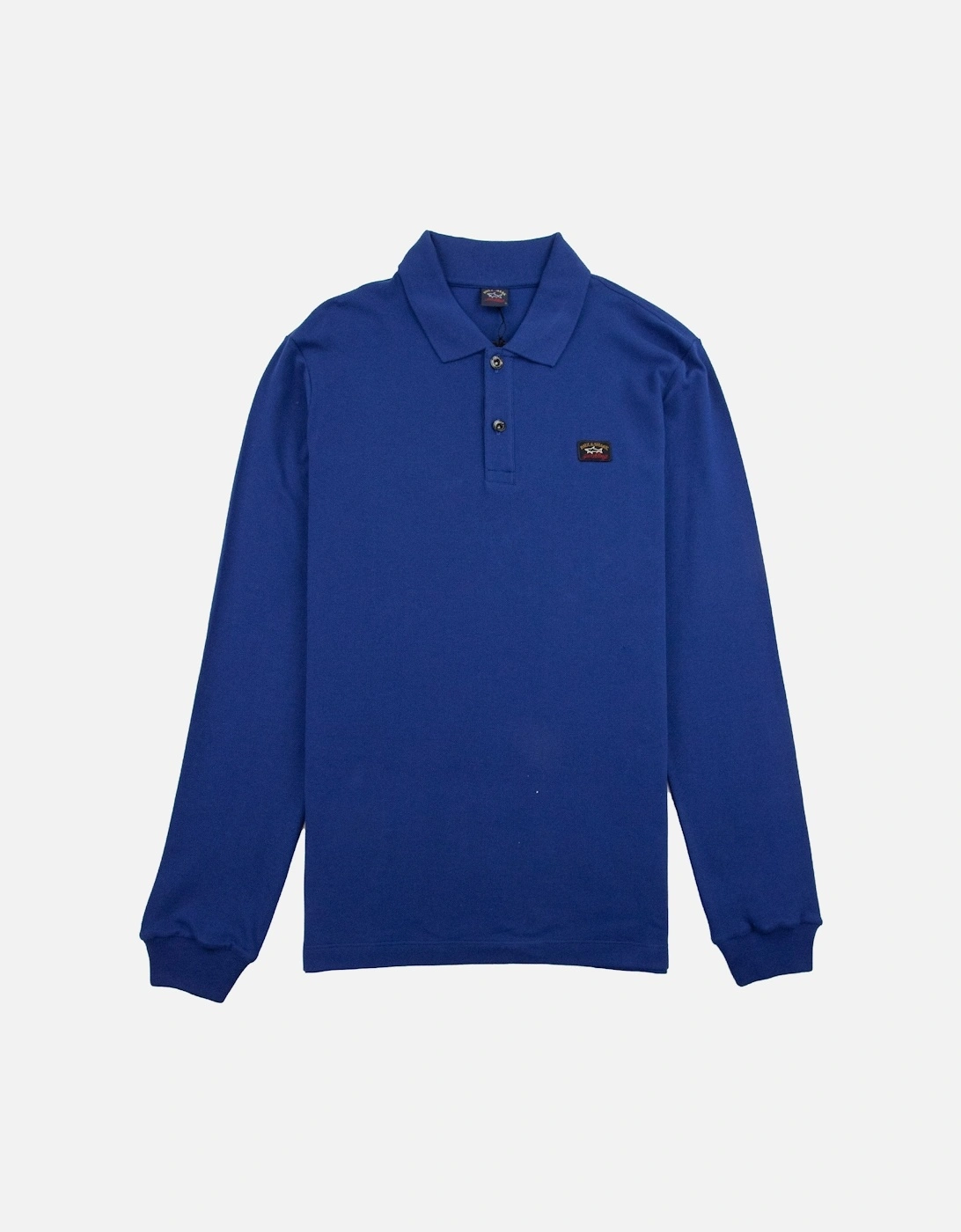 Paul And Shark Badge Logo Long Sleeve Polo Shirt Blue, 3 of 2