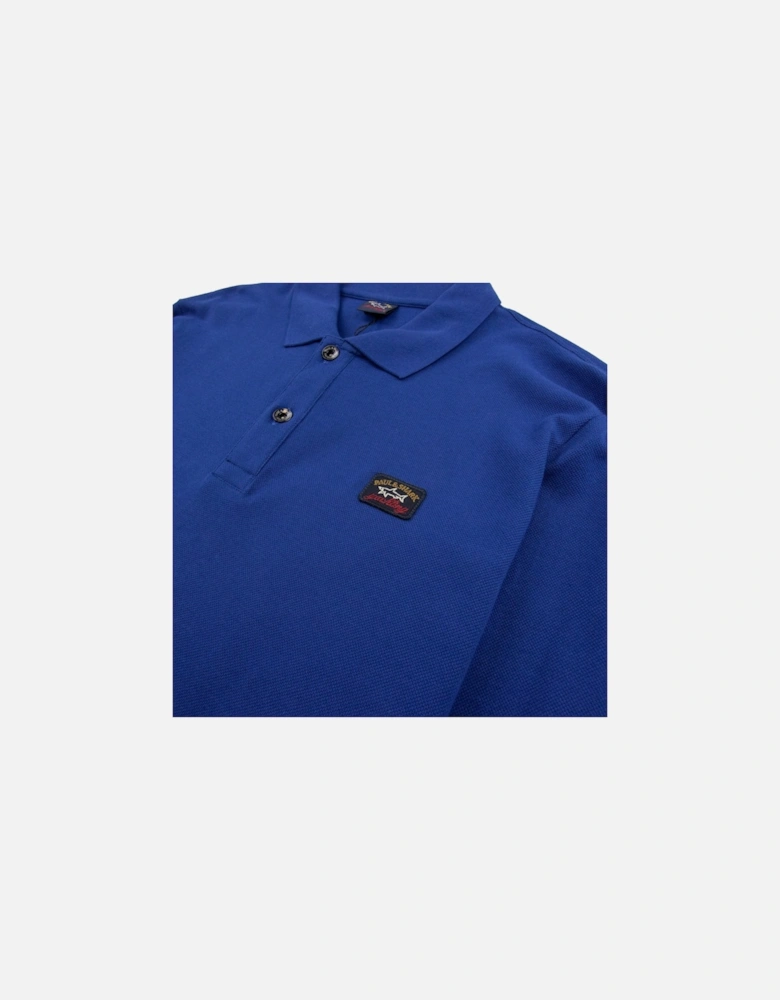 Paul And Shark Badge Logo Long Sleeve Polo Shirt Blue