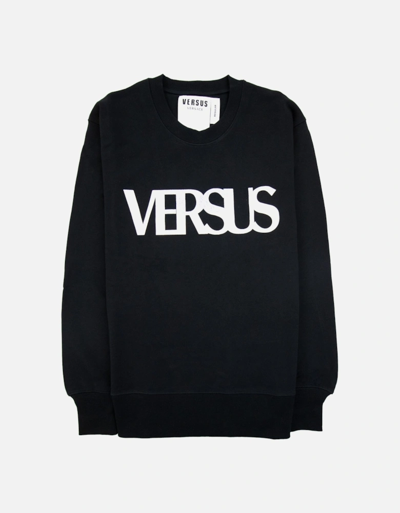Versace Versus Logo Printed Crew Neck Sweatshirt Black