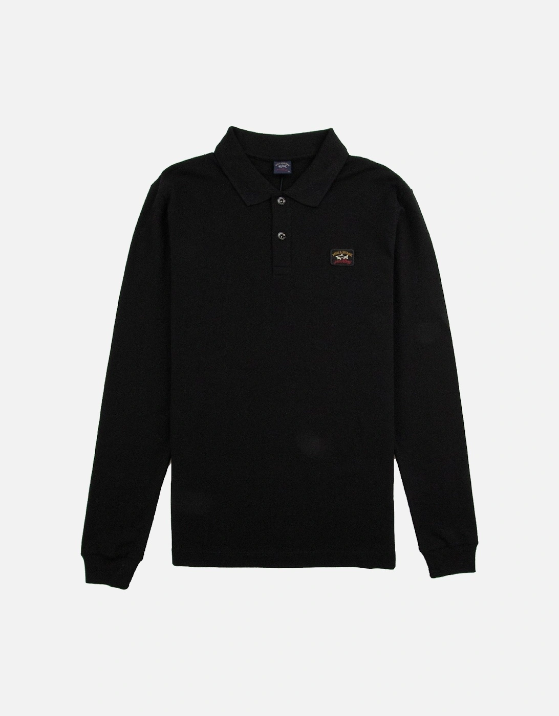 Paul And Shark Badge Logo Long Sleeve Polo Shirt Black, 3 of 2