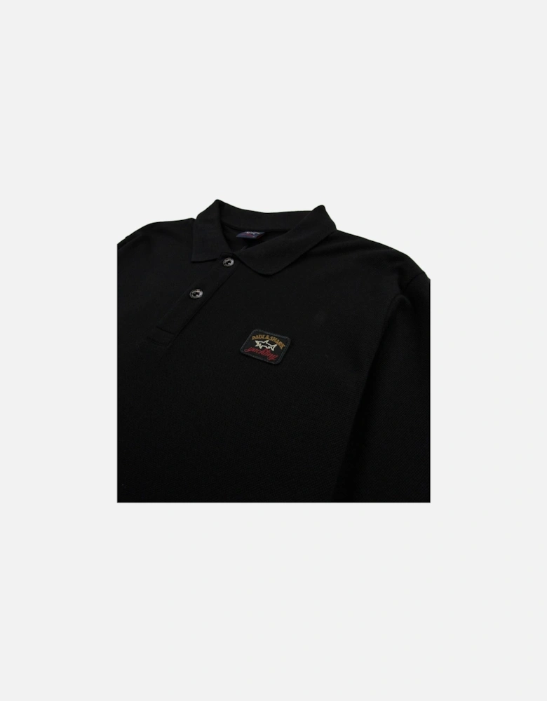 Paul And Shark Badge Logo Long Sleeve Polo Shirt Black