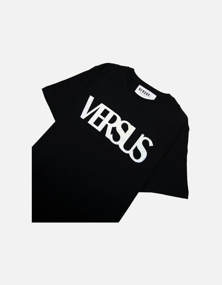 Versace Versus Logo Printed T Shirt Black