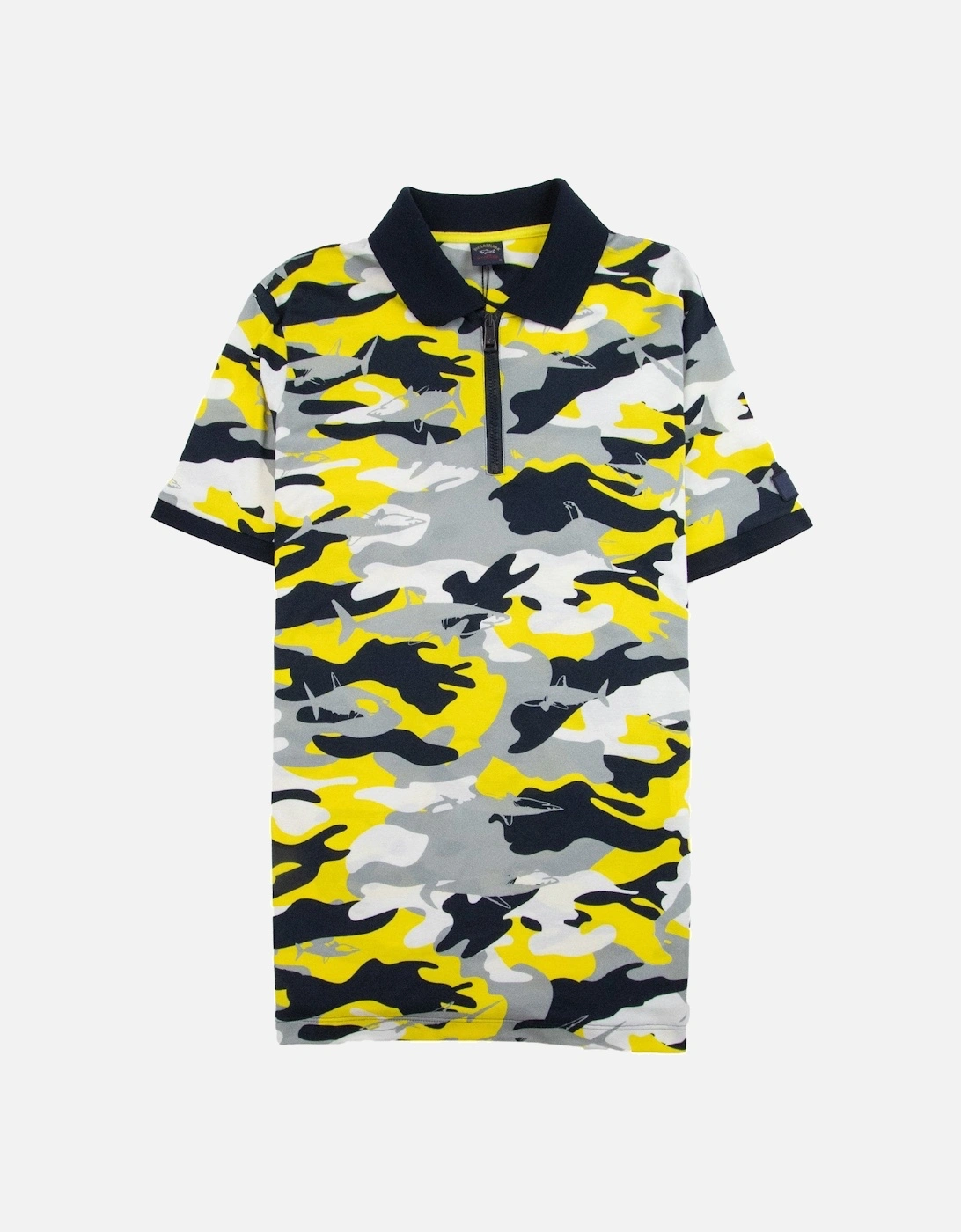 Paul And Shark Camouflage Short Sleeve Zip Polo Shirt Yellow Camo, 3 of 2