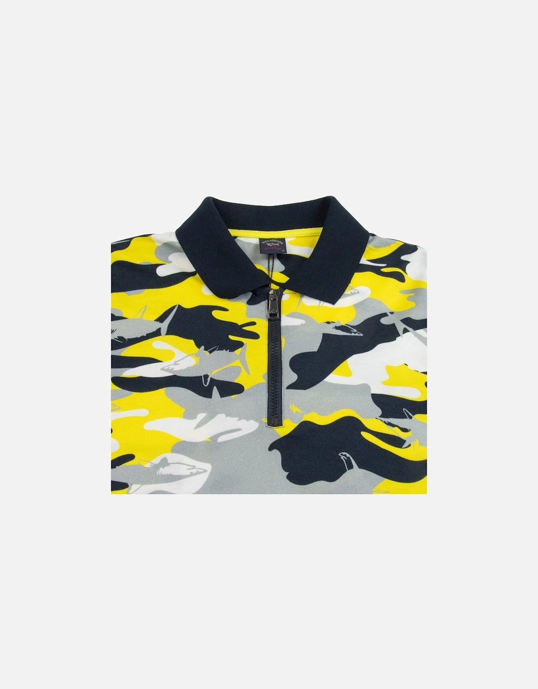 Paul And Shark Camouflage Short Sleeve Zip Polo Shirt Yellow Camo