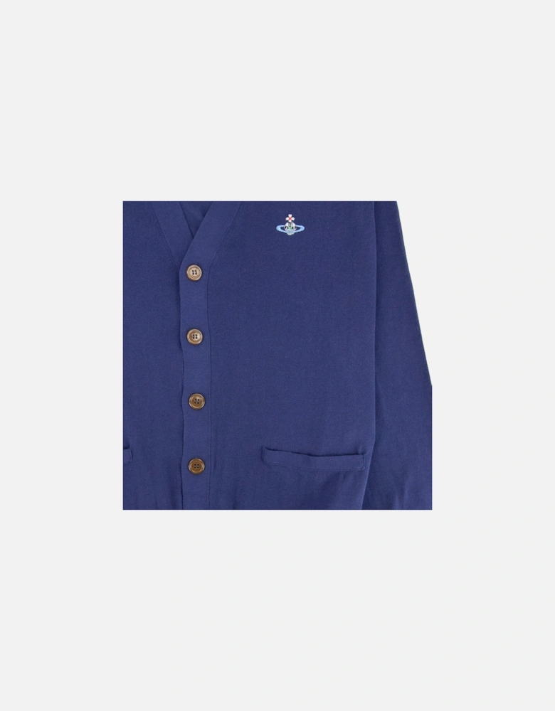 Orb Logo Knitted Cardigan Royal Blue