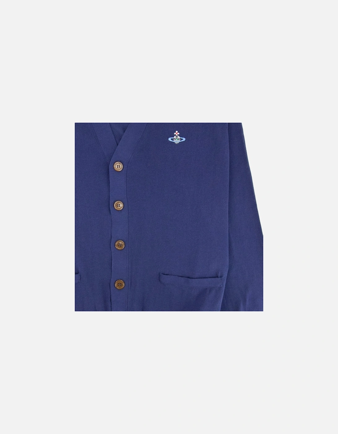 Orb Logo Knitted Cardigan Royal Blue