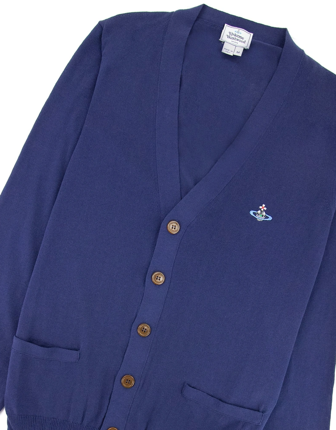 Orb Logo Knitted Cardigan Royal Blue