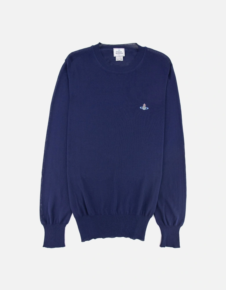 Orb Logo Crewneck Knitted Sweatshirt Royal Blue