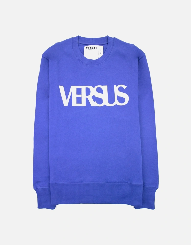 Versace Versus Logo Printed Crew Neck Sweatshirt Royal Blue
