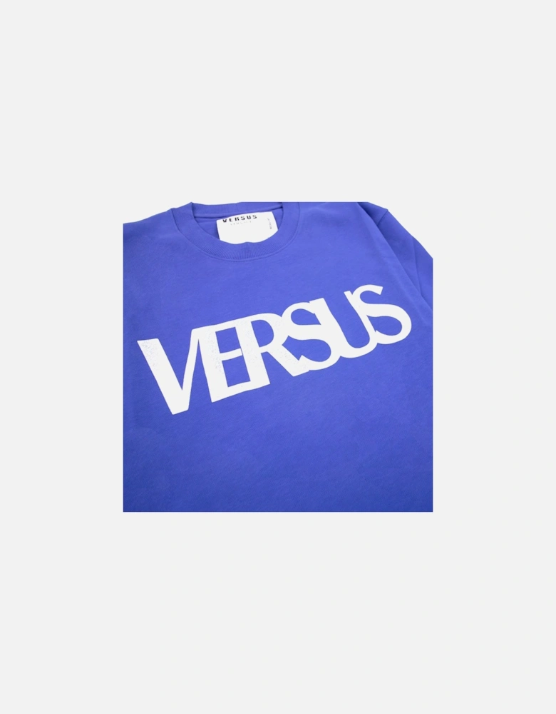 Versace Versus Logo Printed Crew Neck Sweatshirt Royal Blue