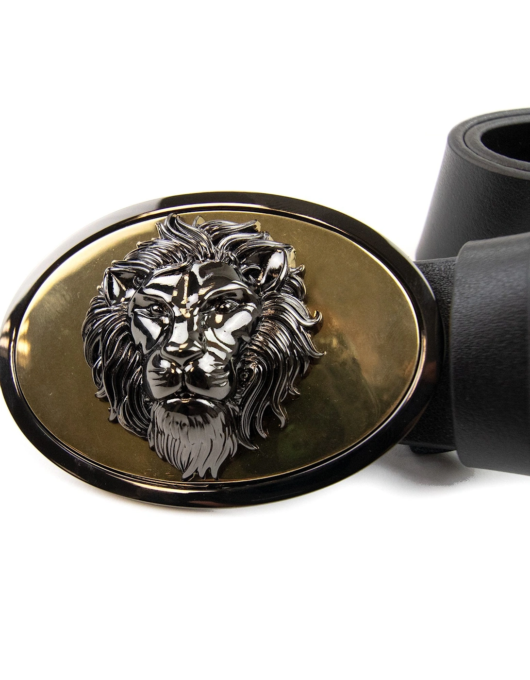 Versace Versus Oval Lion Head Buckle Belt Black
