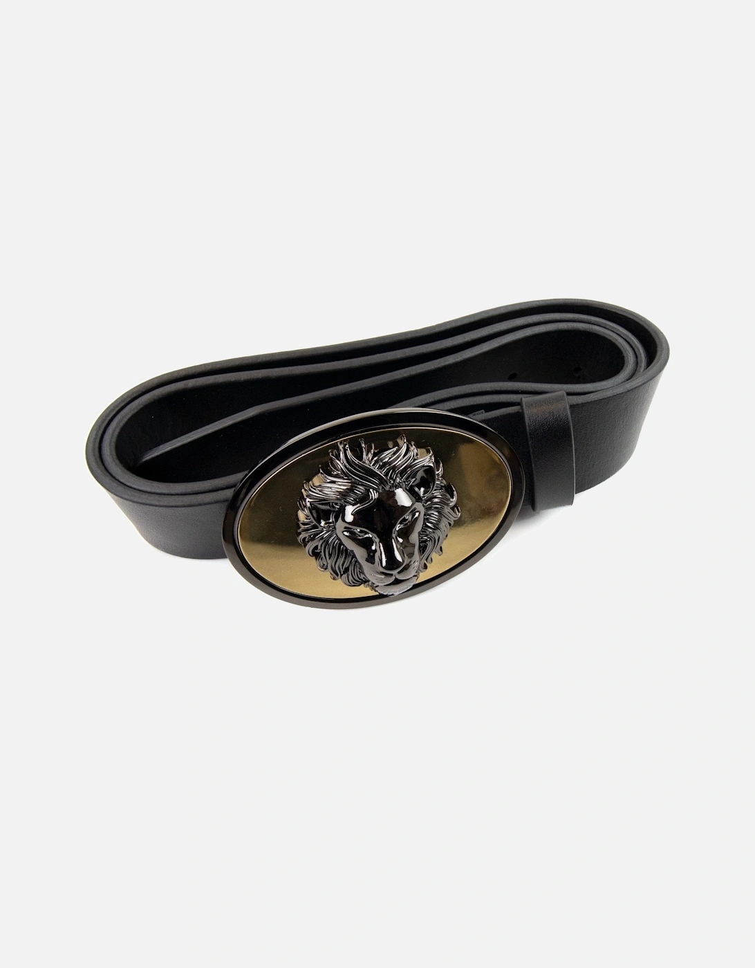 Versace Versus Oval Lion Head Buckle Belt Black