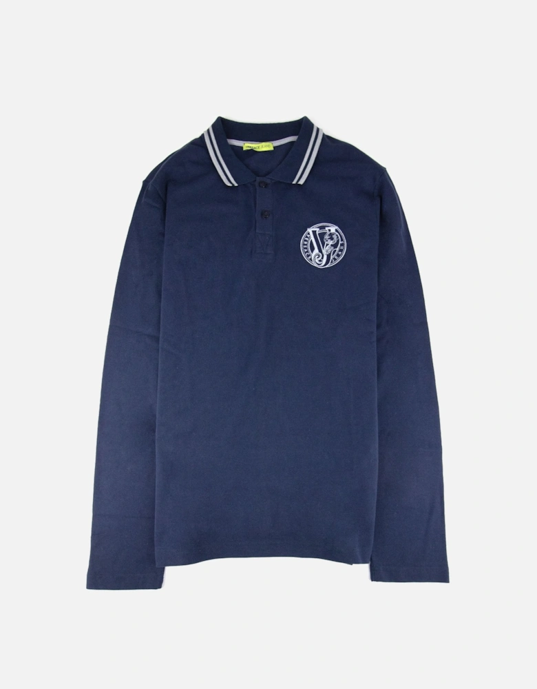 Jeans Embroidered Logo L/s Polo Navy