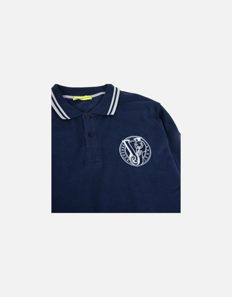 Jeans Embroidered Logo L/s Polo Navy