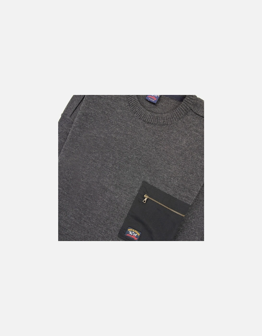 Paul And Shark Chest Zip Pocket Knitted Sweatshirt Dark Grey