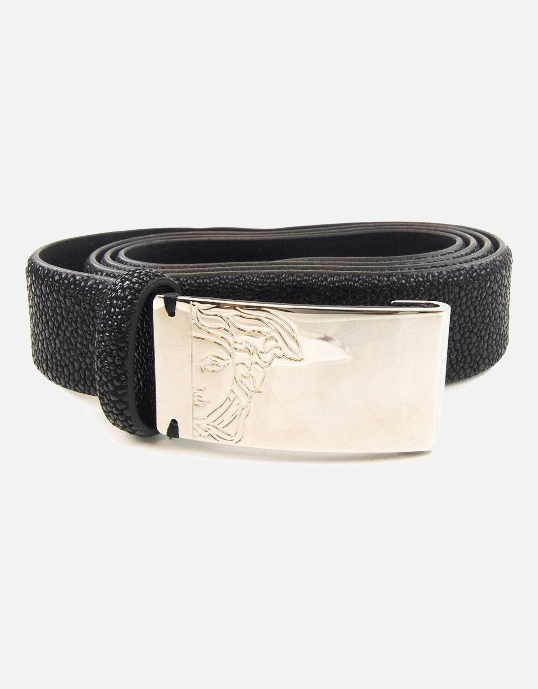 Medusa Clasp Saffiano Leather Belt Black, 5 of 4