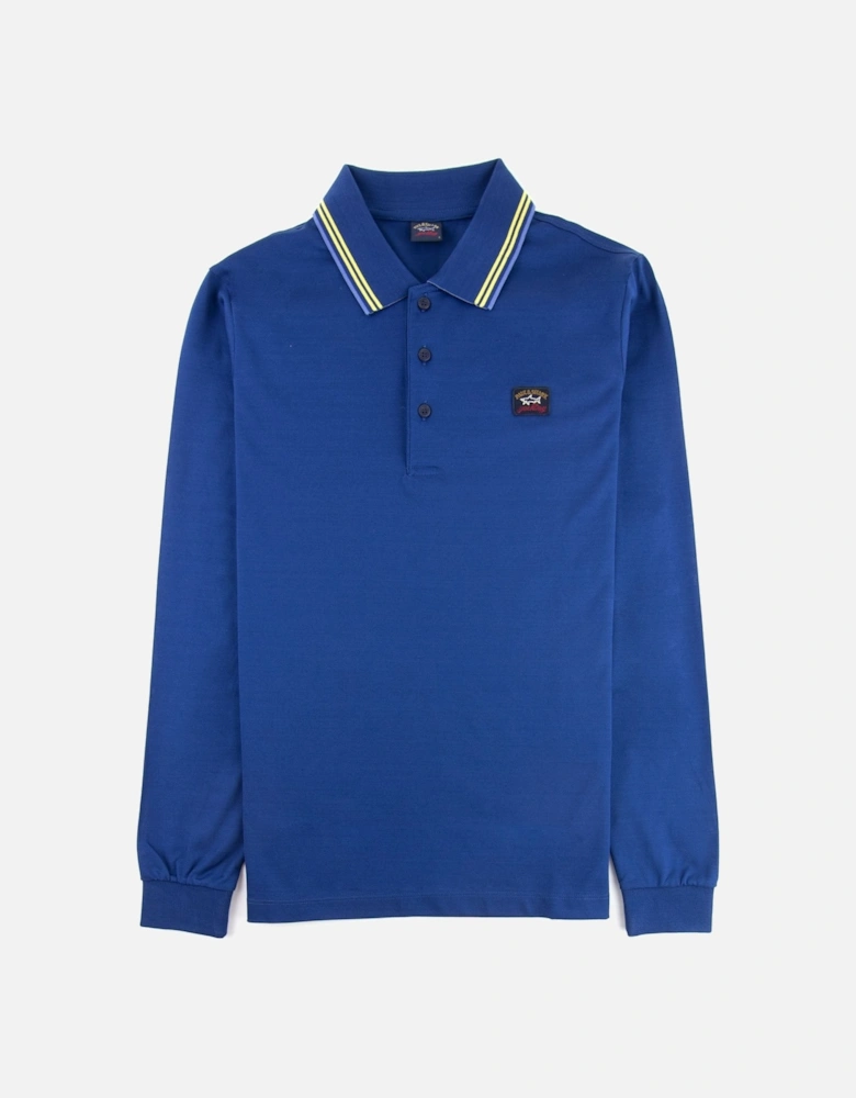 Paul And Shark Tipped Longsleeve Polo Shirt Blue