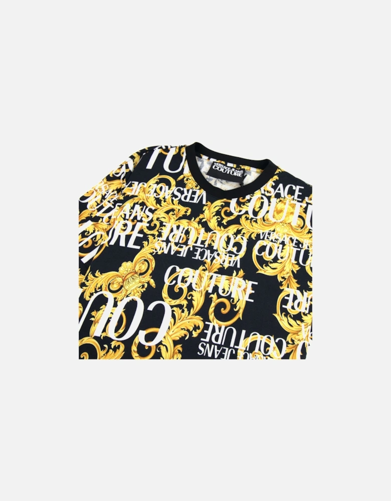 Jeans Couture Logo Baroque Print T-shirt Black 899