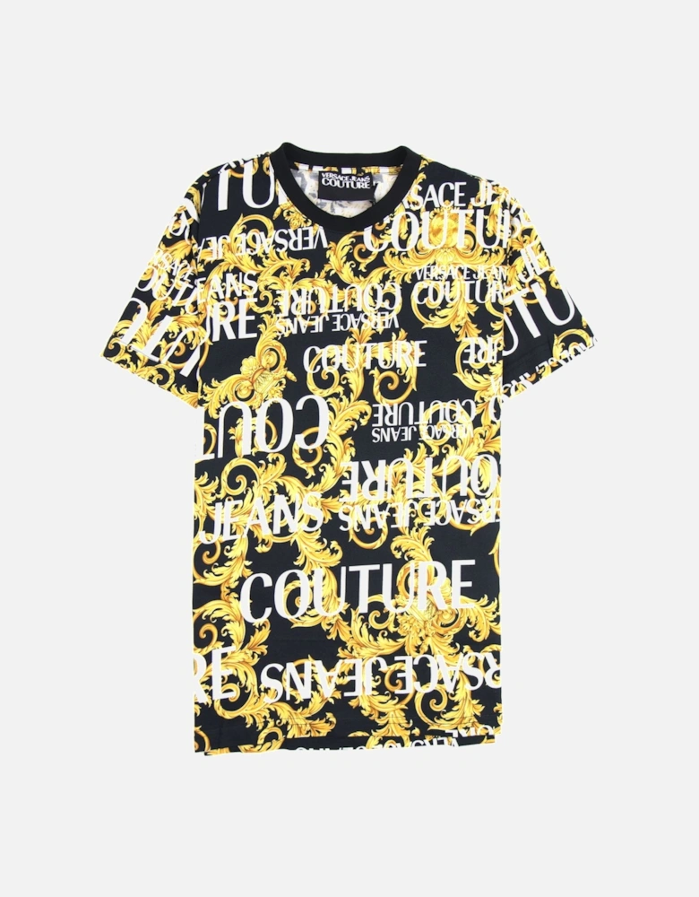 Jeans Couture Logo Baroque Print T-shirt Black 899