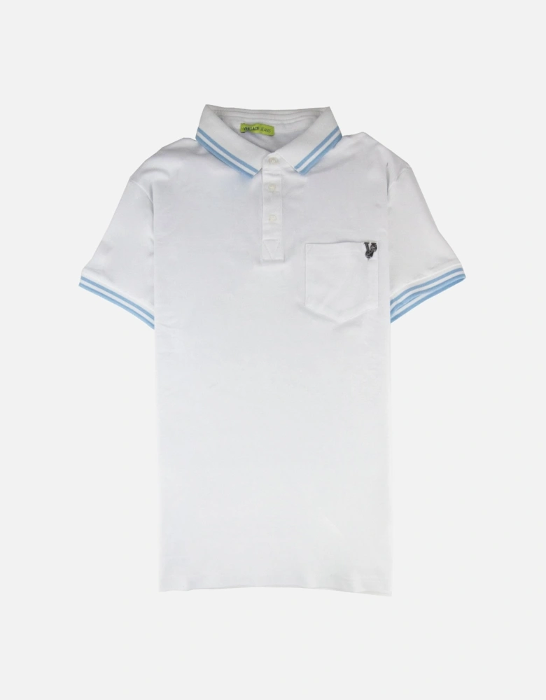 Jeans Piquet Front Pocket Logo S/s Polo White