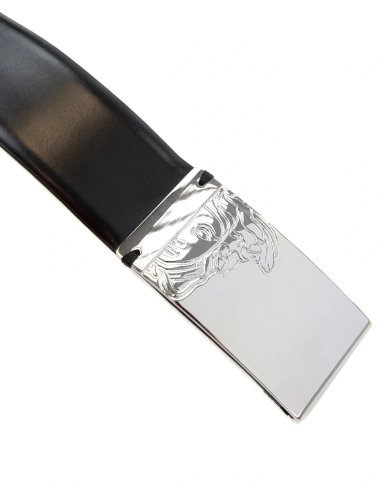 Silver Medusa Clasp Belt Black/silver