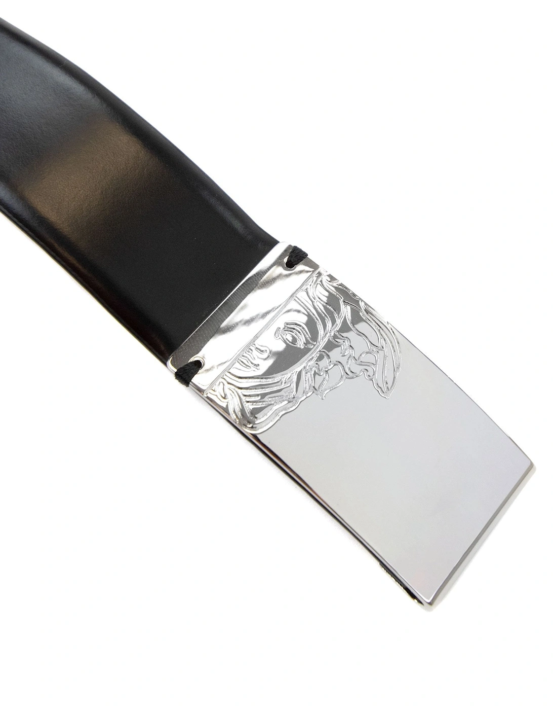 Silver Medusa Clasp Belt Black/silver