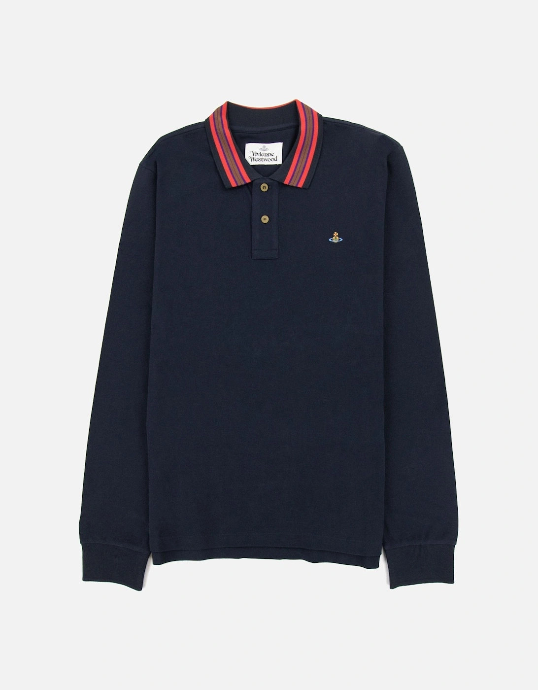 Long Sleeve Classic Stripe Collar Polo Navy, 5 of 4