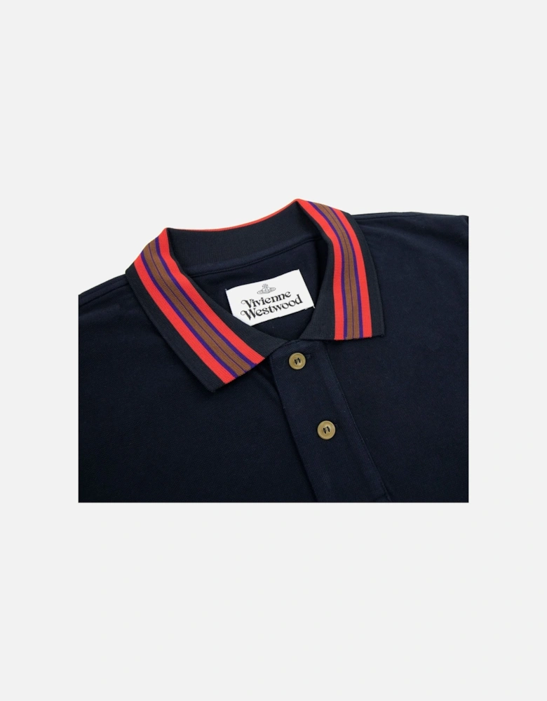 Long Sleeve Classic Stripe Collar Polo Navy