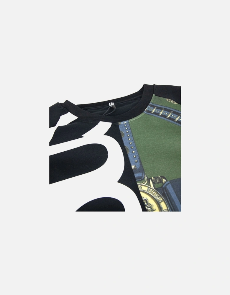 Versace Versus Logo Pattern Crewneck Sweatshirt Black